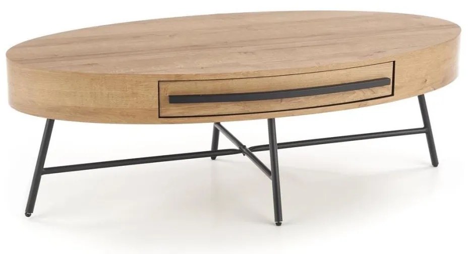 Masă de cafea CAROLINA 41x120 cm stejar auriu/negru