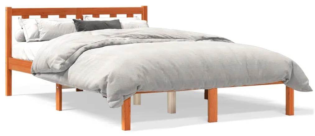 844805 vidaXL Cadru de pat, maro ceruit, 140x190 cm, lemn masiv de pin