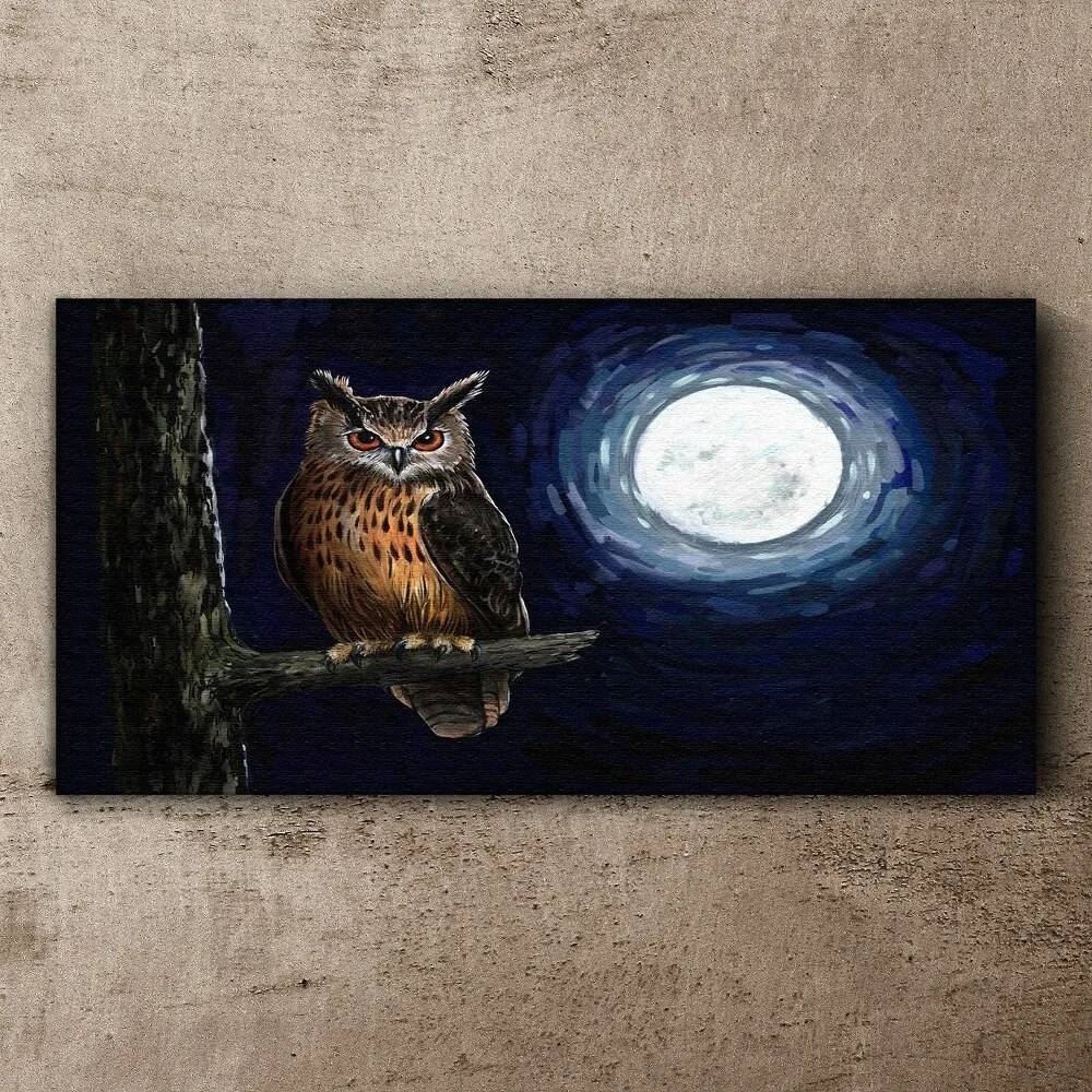 Tablou canvas ramură de copac bufniță noapte lună