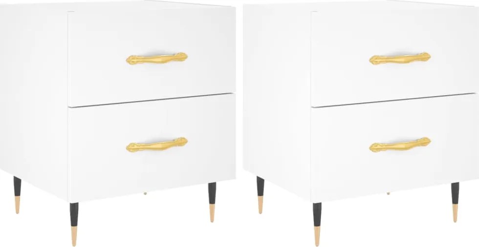 vidaXL Noptiere, 2 buc., alb, 40x35x47,5 cm, lemn compozit