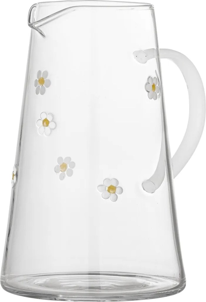 Carafă din sticlă cu motive florale, D12×H19 cm, transparentă, „Buzz"
