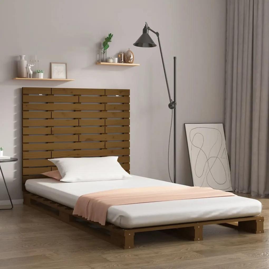 824686 vidaXL Tăblie de pat pentru perete, maro miere, 146x3x91,5 cm lemn pin