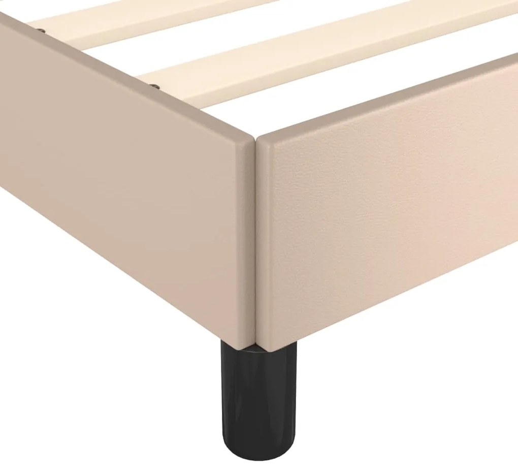 Cadru de pat cu tablie, cappuccino, 140x190 cm, piele ecologica Cappuccino, 140 x 190 cm