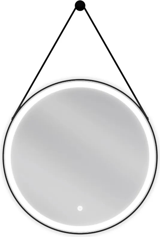 Mexen Reni oglindă de baie iluminată, rotundă 60 cm, LED 6000K, anti-aburire, ramă neagră - 9812-060-060-611-70