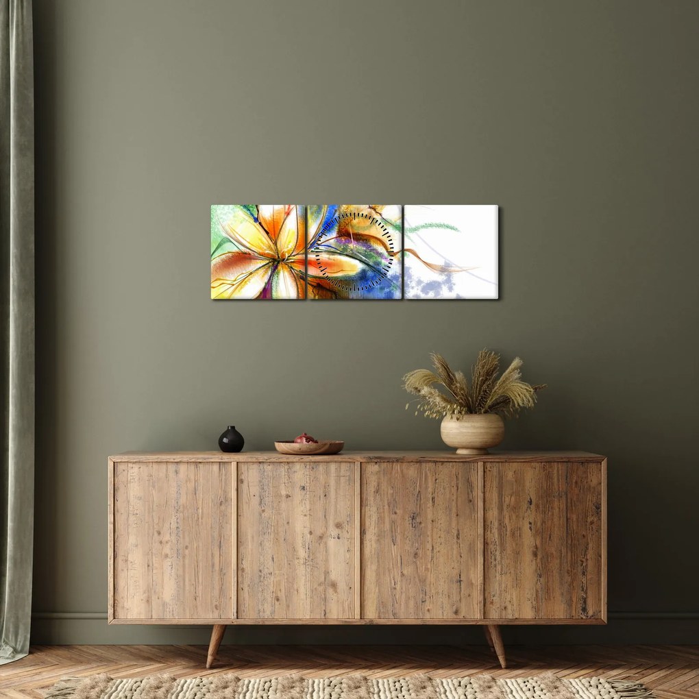 Tablou - Floare (cu ceas) (90x30 cm)