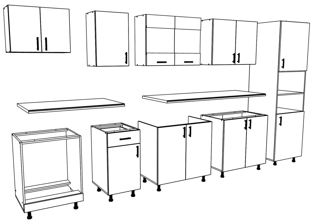 Set haaus V30, Gri Lucios/Alb, MDF, Blat Thermo 28 mm, L 320 cm