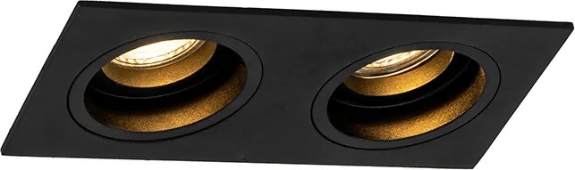 Spot încastrat inteligent negru, dreptunghiular, reglabil, incl. 2 WiFi GU10 - Chuck