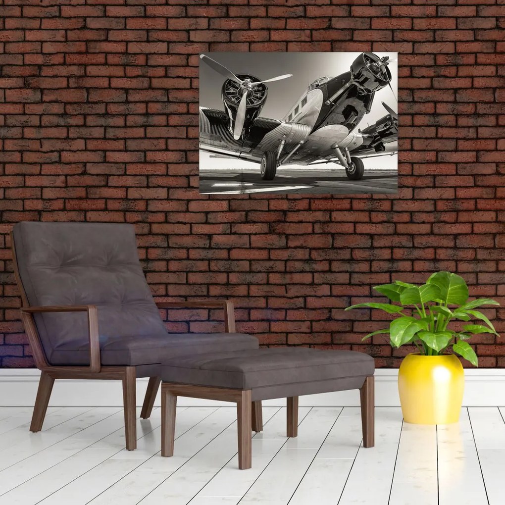 Tablou pe sticlă - Avioane istorice (70x50 cm)