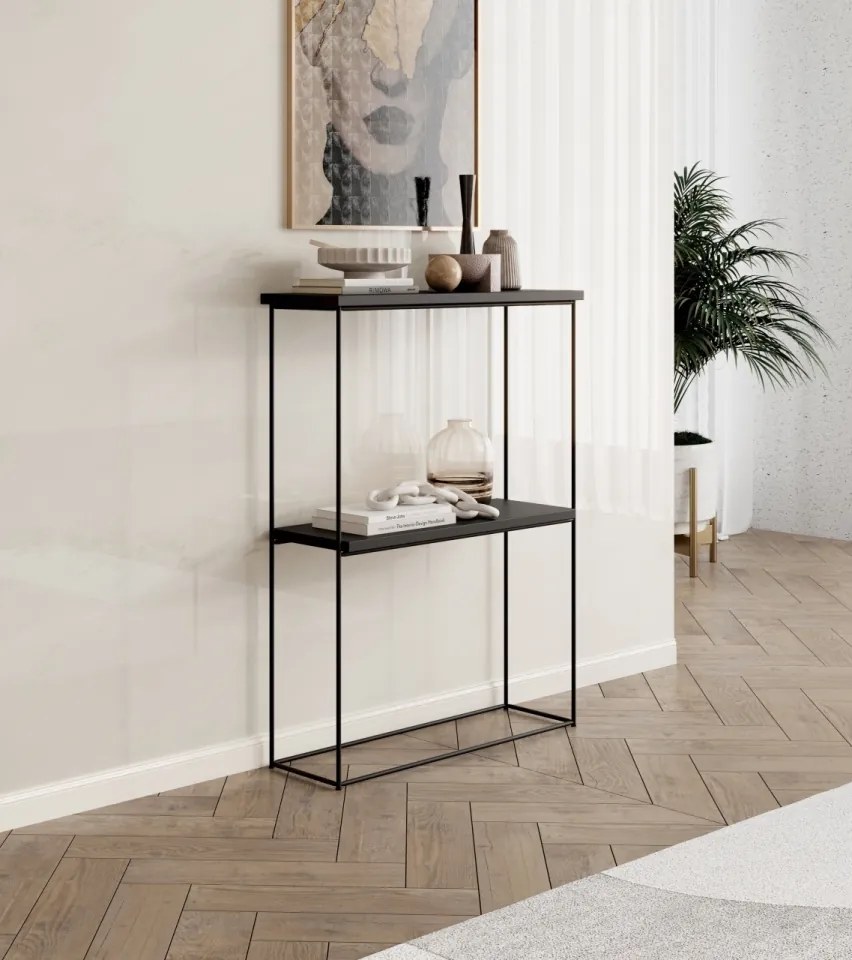 Consolă hol, 80x60x20 cm Velo 2, ADRK Furniture (Culoare: Negru / Gri beton)