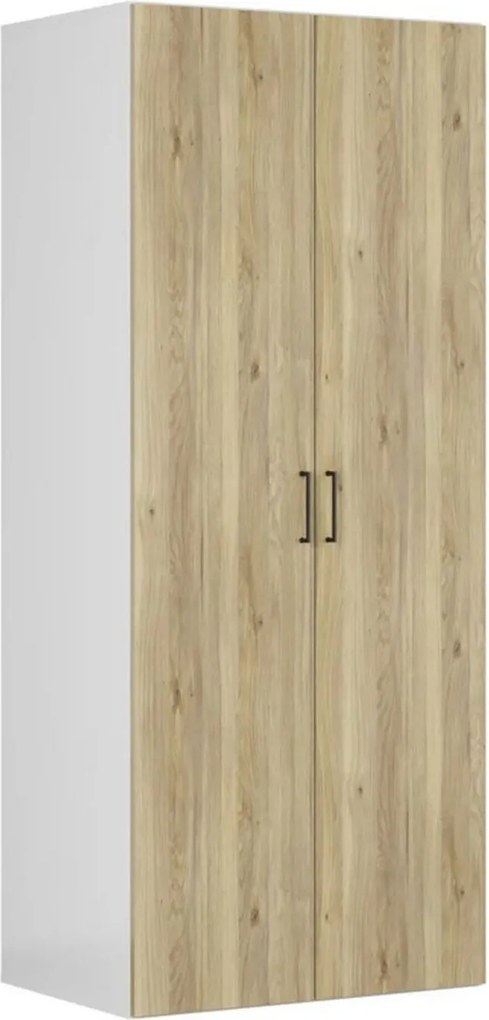 Dulap FLEX, alb/stejar PAL, cu 2 usi, 100x66x240 cm