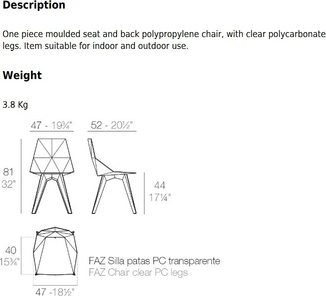 Set de 4 Scaune de exterior / interior design modern premium FAZ CHAIR 54062 Vondom