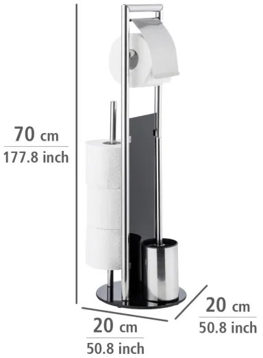 WENKO 24075800 - Set WC RAVINA, 20x707 cm, inox/argintiu/negru