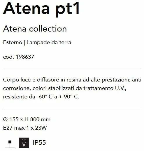 Stalp iluminat exterior modern ATENA PT1 GRIGIO