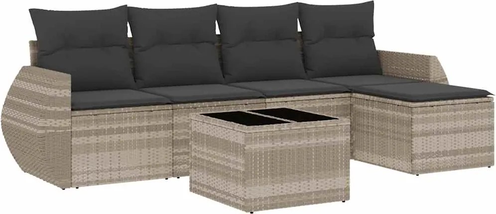 vidaXL Set canapele de grădină cu perne, 6 piese gri deschis poliratan