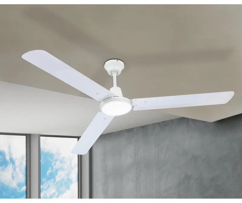 Candelabru Ferro 0310, cu ventilator, cu intrerupator, alb, IP20, Globo