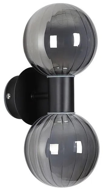 Aplica baie Protectie IP44 metal negru, sticla fumurie Luminsphere 2Lt