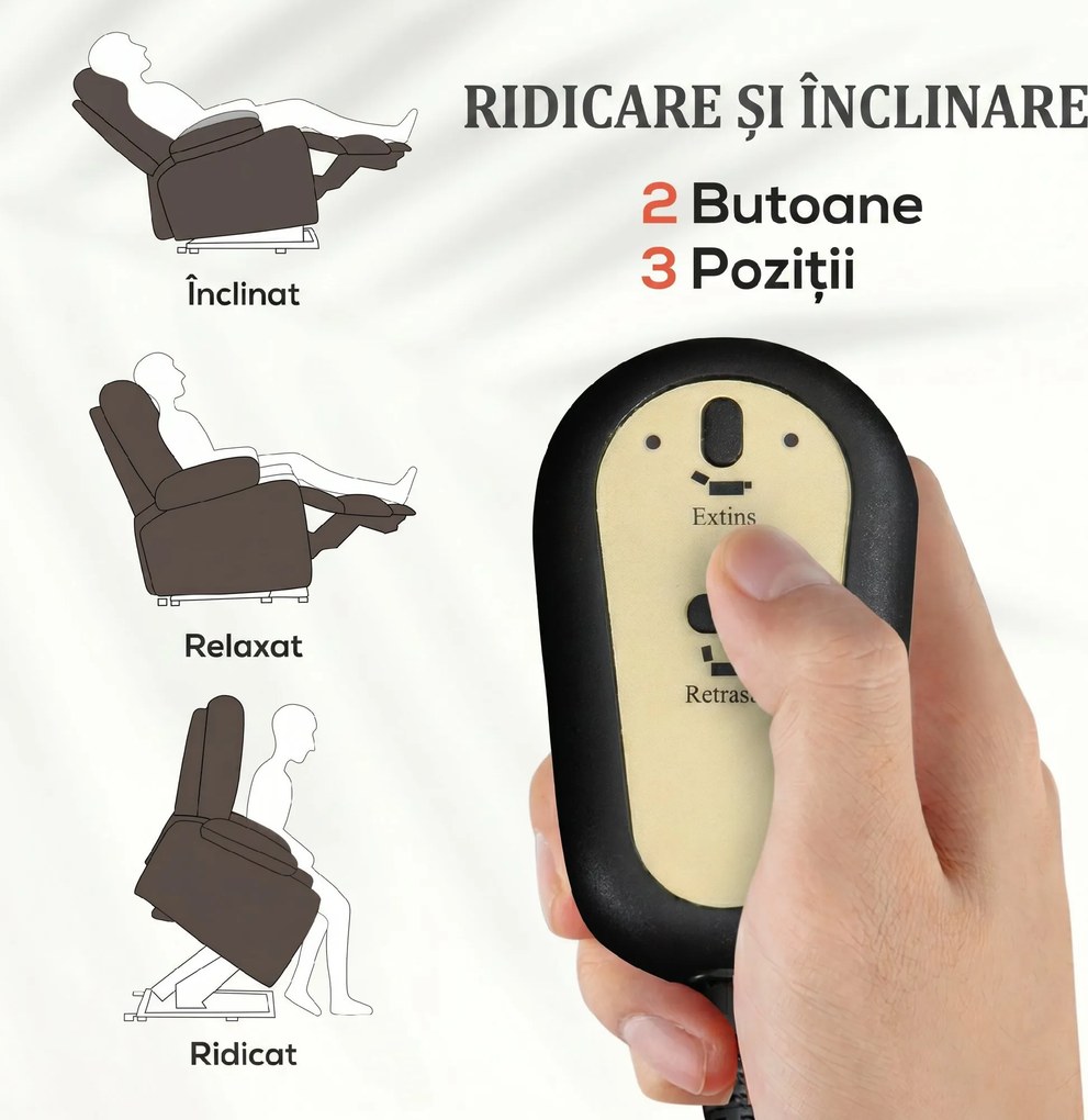 HOMCOM Scaun Reclinabil cu Masaj prin Vibrații și Căldură, Scaun cu Telecomandă și Buzunar Lateral, 89x93x105 cm, Maro Închis | Aosom Romania