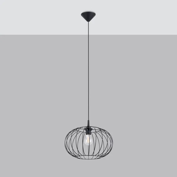 Lustră pe cablu Sollux SL.1185 TSUNO 1xE27/15W/230V negru