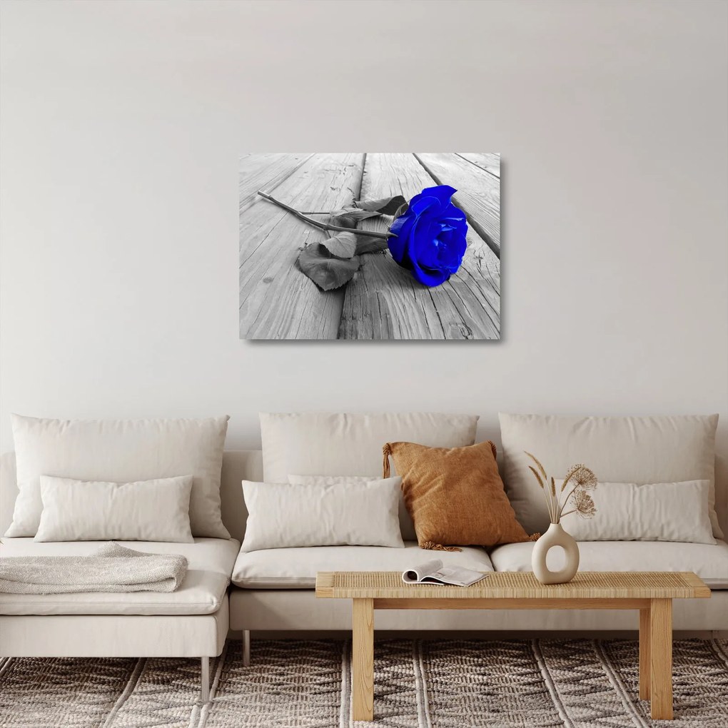 Tablou pe sticlă - Trandafir albastru (70x50 cm)