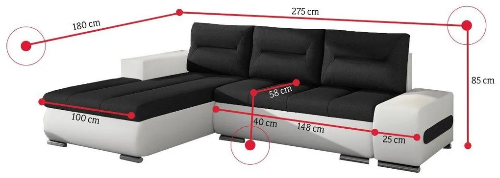 Supermobel Colțar extensibil OTTAVIO, 275x85x180, sawana 14/soft 17, colţ stânga