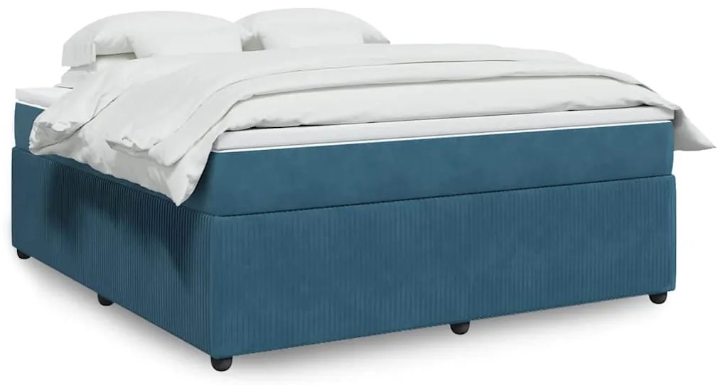 vidaXL Pat box spring cu saltea, albastru închis, 180x200 cm, catifea