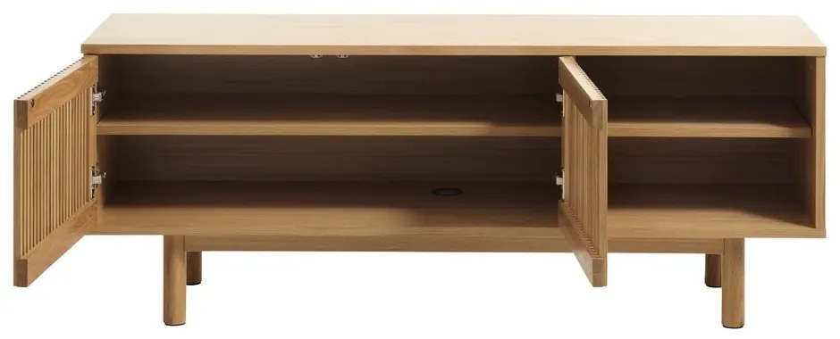 Comodă TV în culoare naturală cu aspect de lemn de stejar 143x55 cm Tiber – Unique Furniture