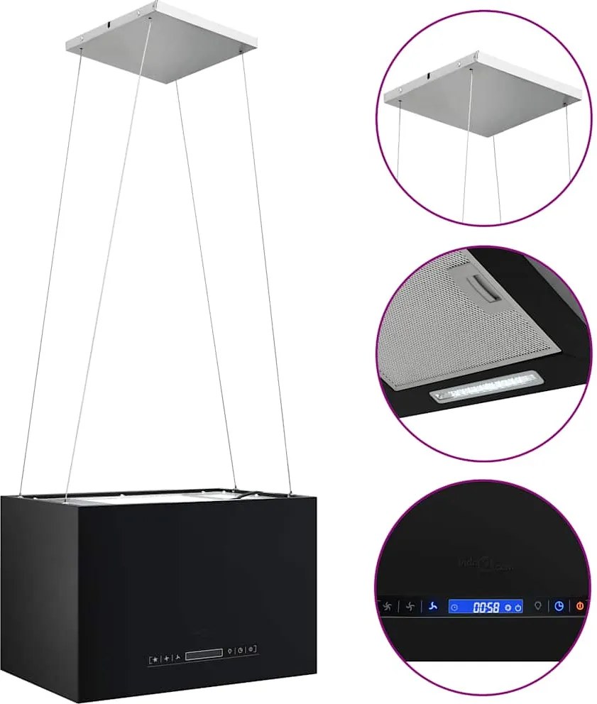 vidaXL Hotă suspendată insulă LCD senzor tactil 55 cm oțel