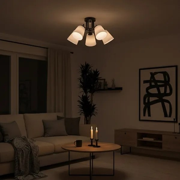 Lustră aplicată PAFOS 5xE27/15W/230V neagră