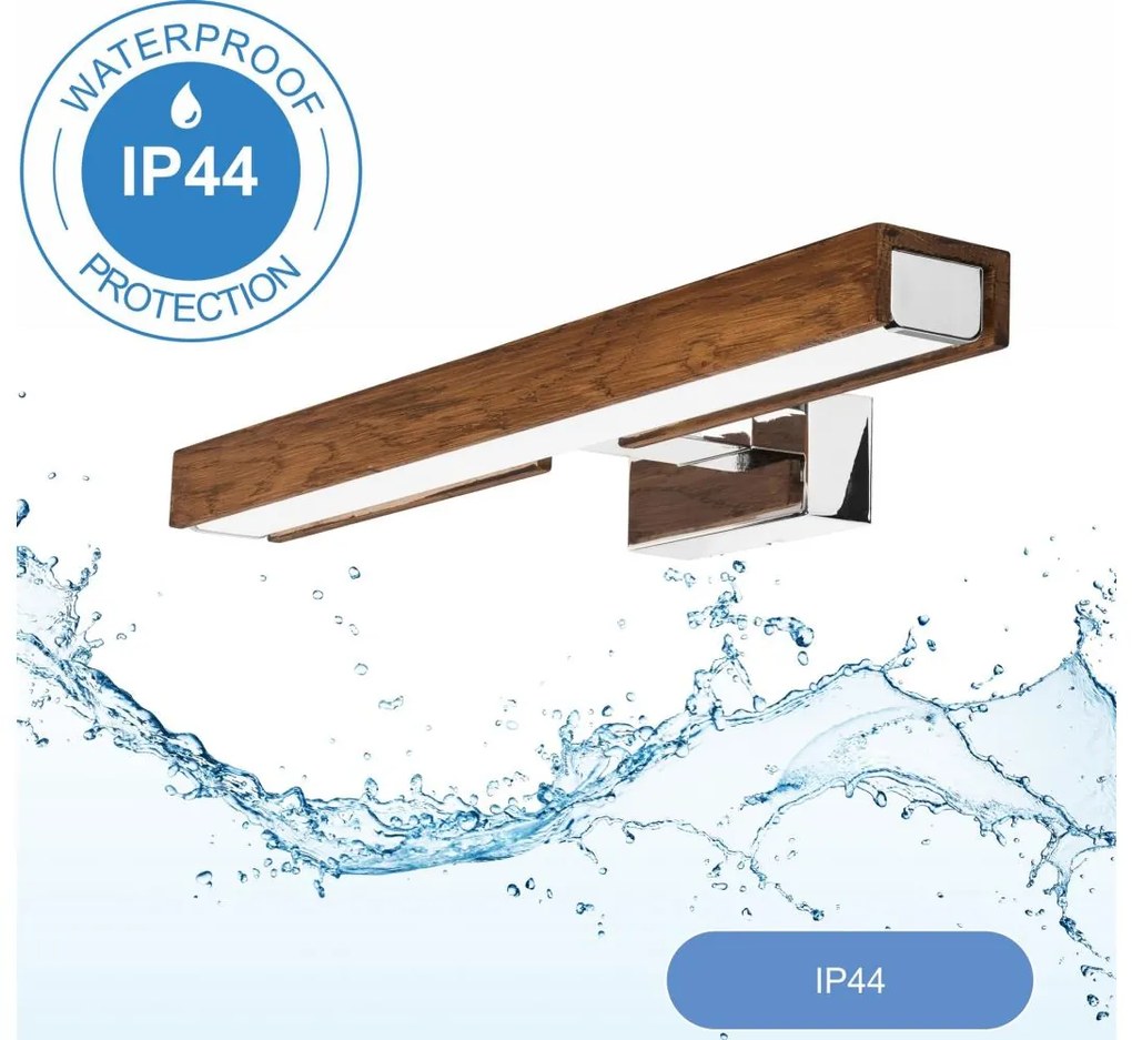 Aplică LED pentru oglindă de baie Brilagi WOODY MIRROR LED/8W/230V IP44 stejar/crom