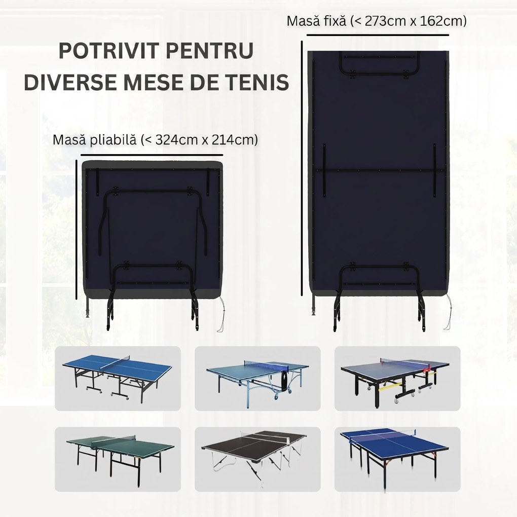 SPORTNOW Husă Protecție Masa Ping-Pong 2.8m x 1.5m, Rezistentă la Apă/UV, pentru Mese Pliabile/Fixe | Aosom Romania