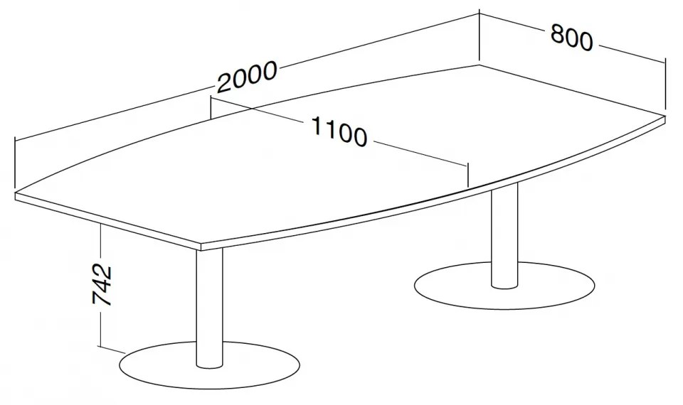 Masa de intalnire ProOffice 200 x 110 cm, nuc