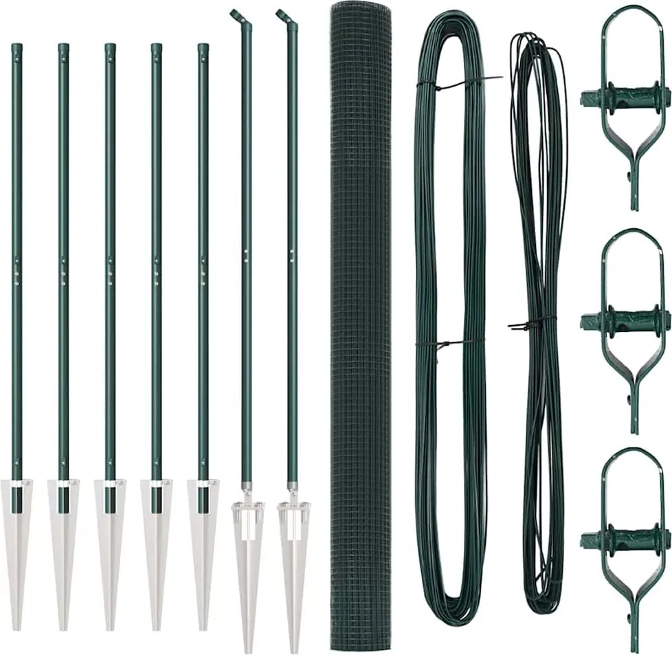 vidaXL Stâlp de gard. Verde 10 x 1,6 m (plasă de 25 x 25 mm)