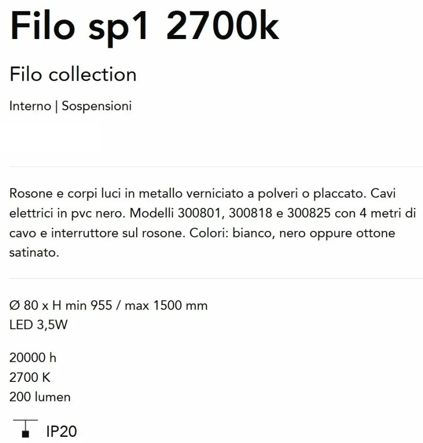 Pendul LED stil minimalist Filo sp1 2700k alb