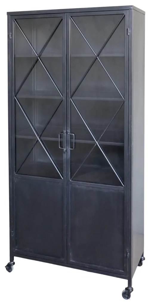 Vitrina din metal, cu aspect vintage, Antique Black