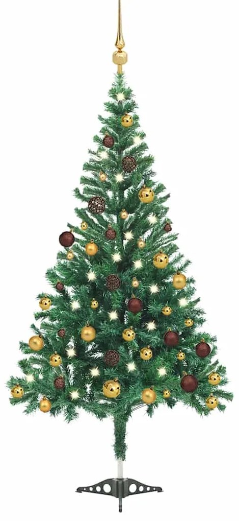 vidaXL Brad de Crăciun pre-iluminat cu globuri, 180 cm, 564 de ramuri
