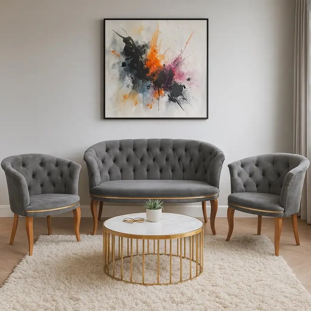 Set canapea si fotolii Milano Relax Homs textil gri