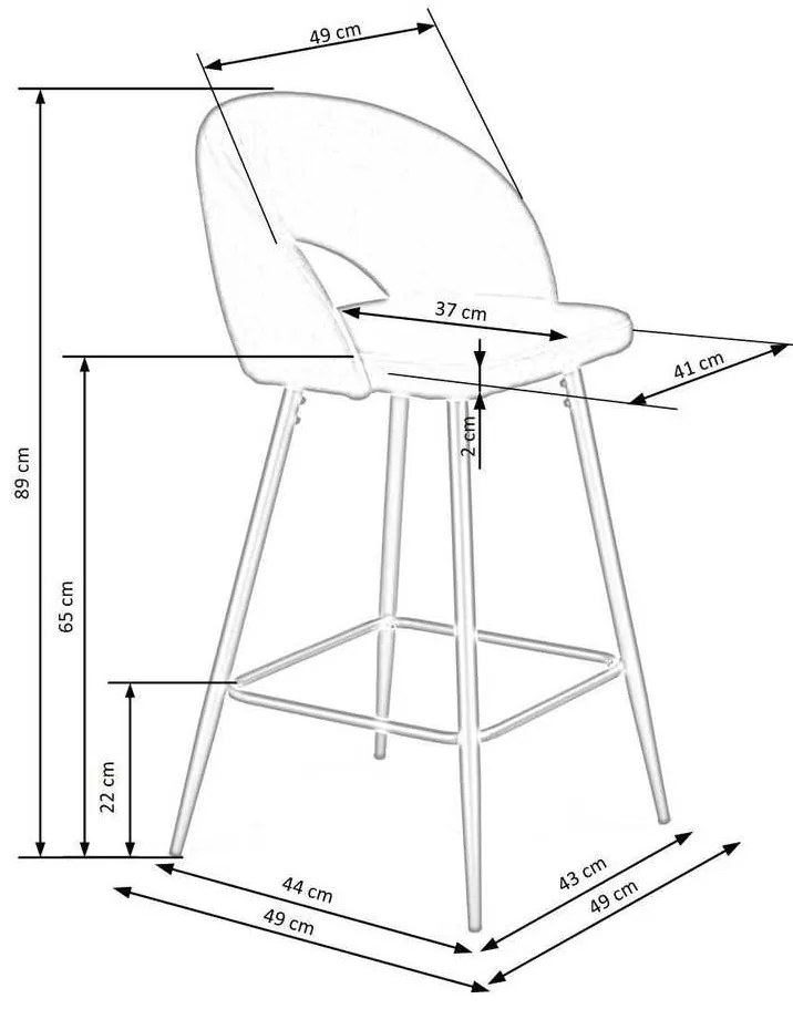 Scaun de bar Barnes, negru