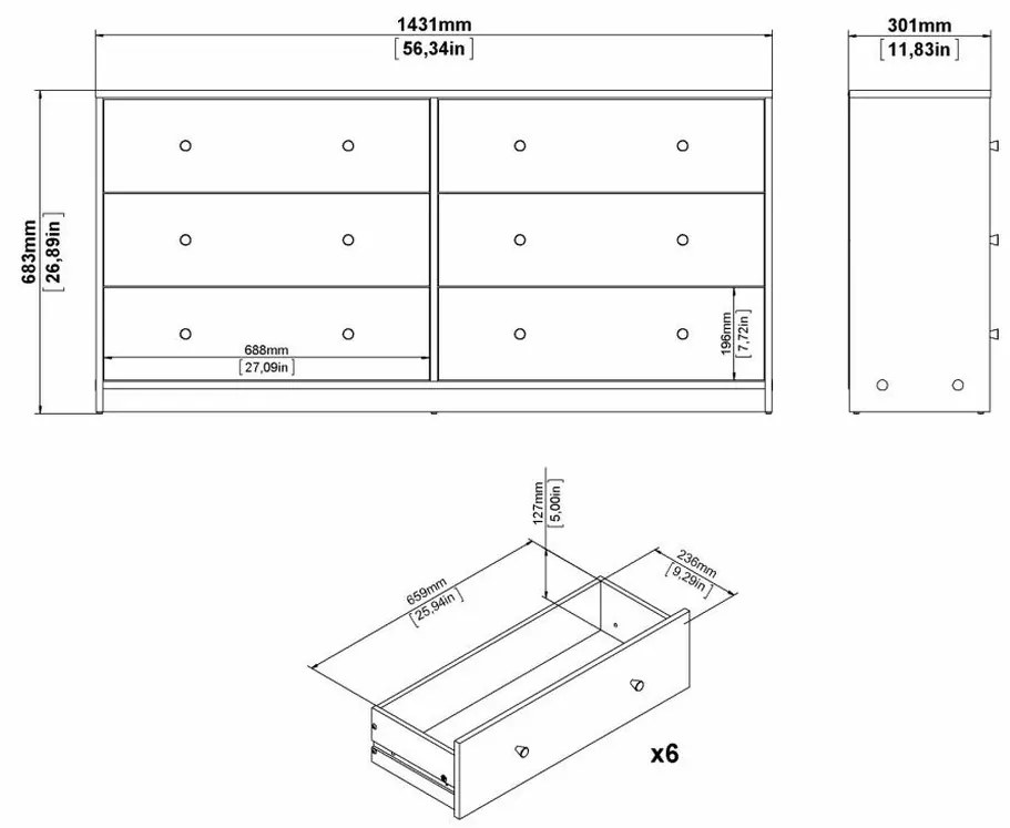 Comodă Myra III, alb