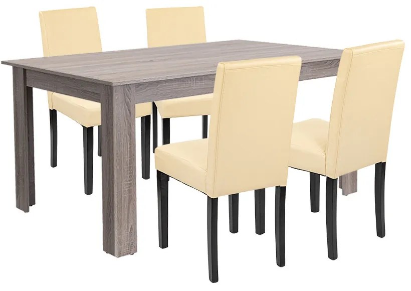 Set de masă Leon 4+1 stejar York-bej