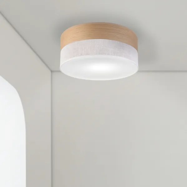 Plafonieră SIRJA WOOD 1xE27/15W/230V d. 35 cm alb/stejar