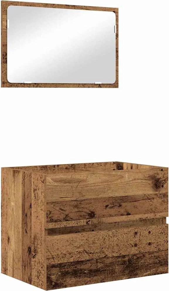 vidaXL Set de mobilier pentru baie cu sertar 2 pcs Lemn Vechi