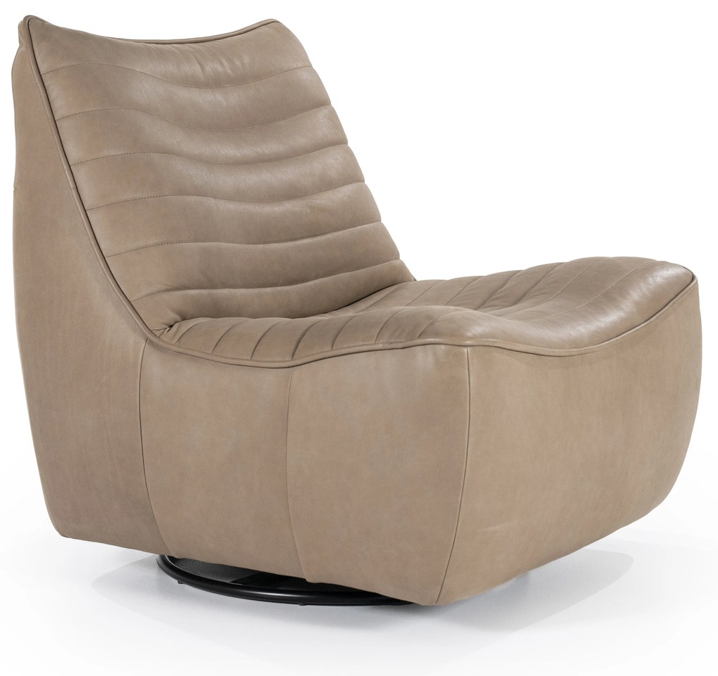 Fotoliu Matthew din piele, metal și lemn taupe