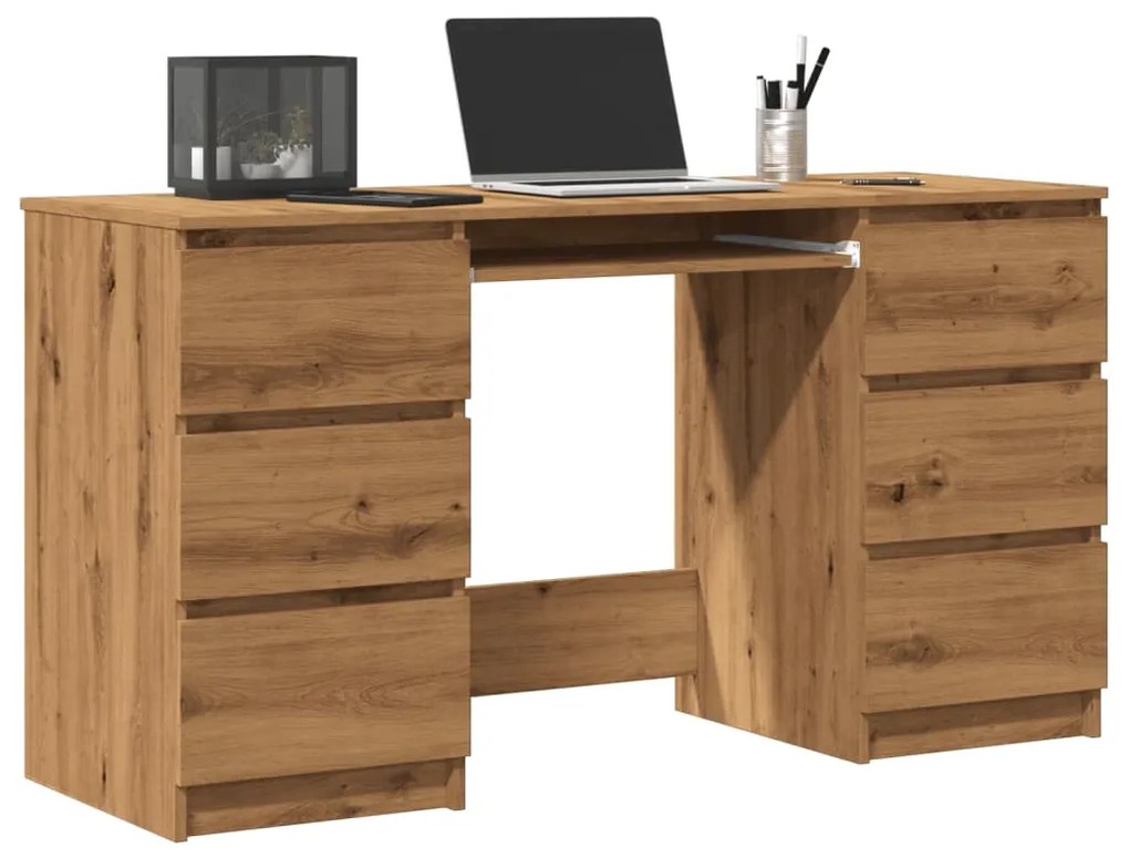 vidaXL Birou de scris, stejar artizanal, 140x50x77 cm, lemn prelucrat