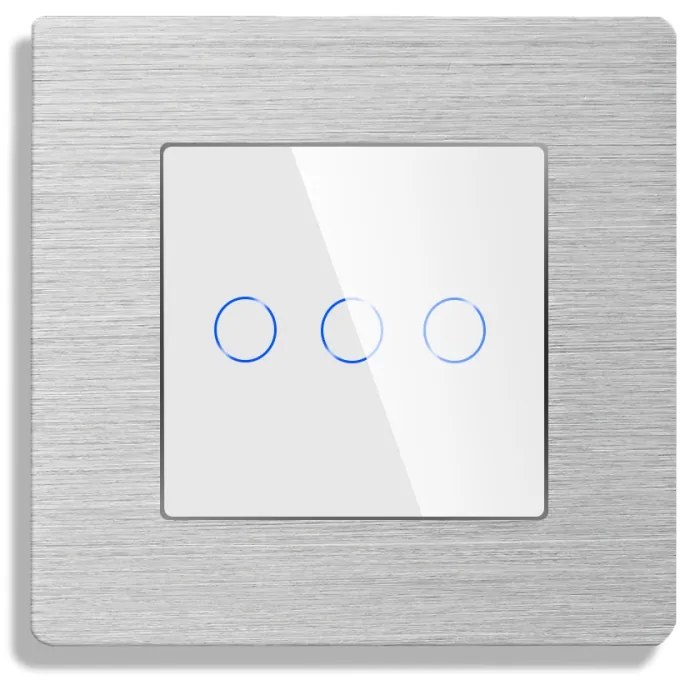 Intrerupator Triplu cu Touch din Sticla si Rama de Aluminiu LUXION, Protocol ZigBee