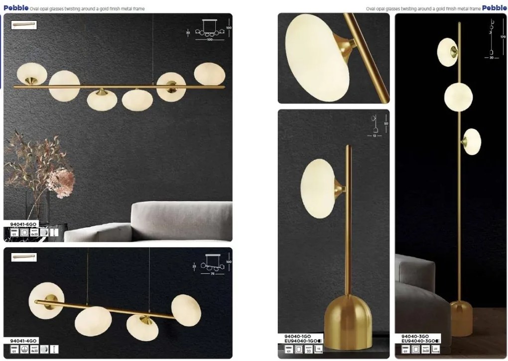 Lampadar, Lampa de podea moderna cu 3 surse de lumina Pebble
