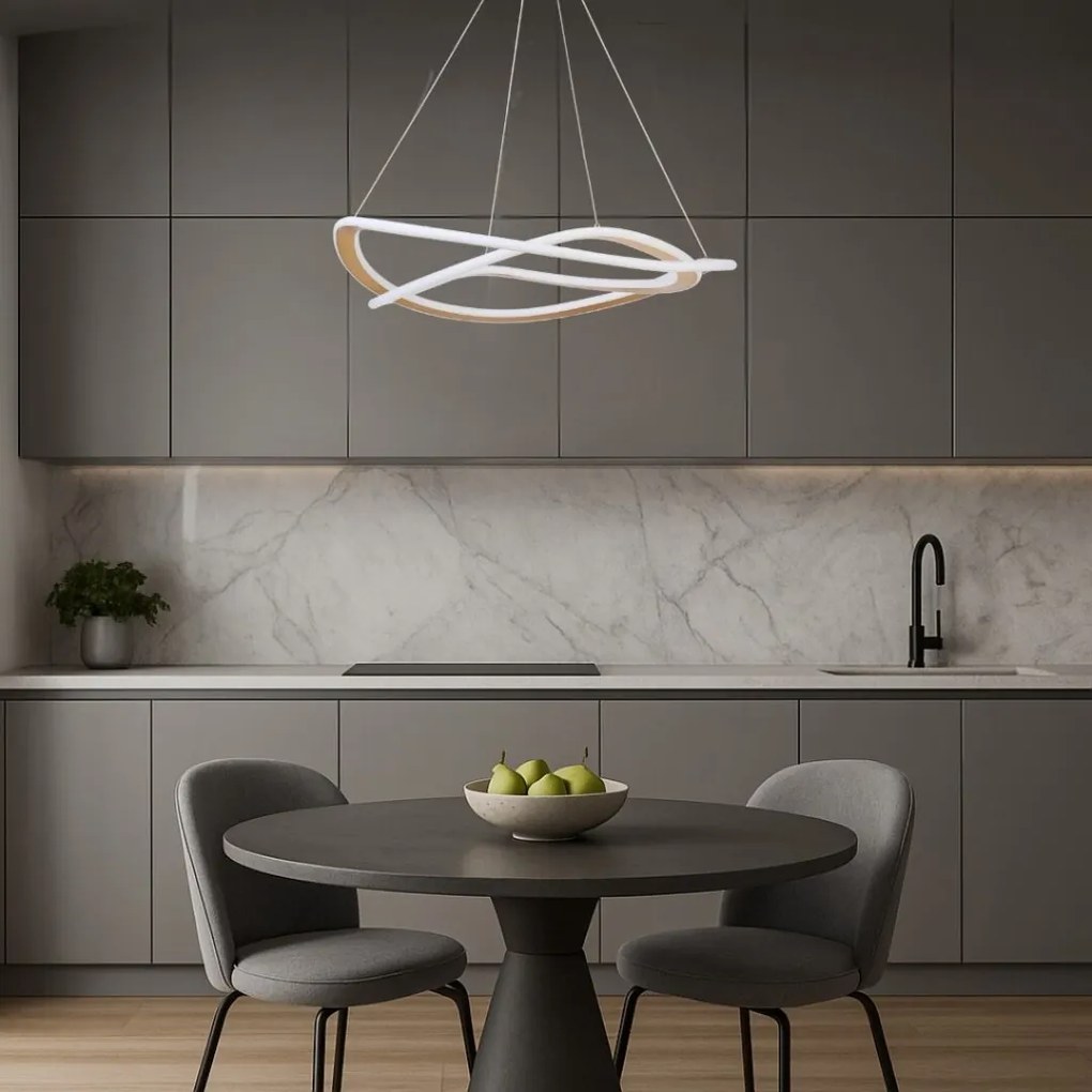 Lustra LED suspendata din metal auriu Kallira D-62cm