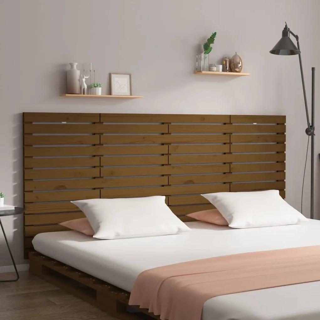 824671 vidaXL Tăblie de pat pentru perete, maro miere, 206x3x91,5 cm lemn pin