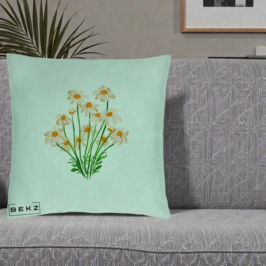 Perna Decorativa Margarete Camp, 40x40 cm, Verde Menta, Husa Detasabila, Perna Inclusa, BEKZ®
