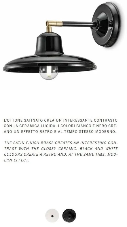 Aplica de perete design retro realizata manual din ceramica B-W