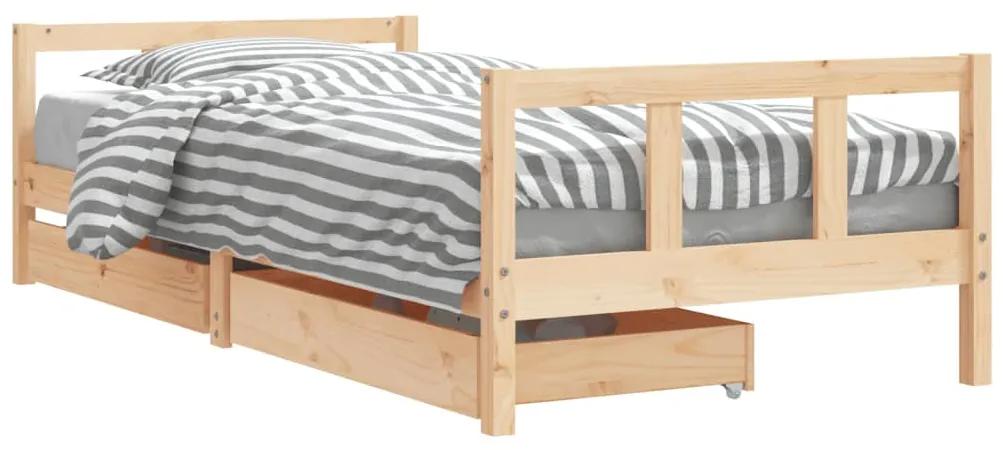 834408 vidaXL Cadru de pat cu sertare de copii, 90x200 cm, lemn masiv pin